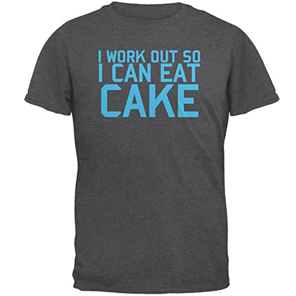 Work Out Eat Cake Mens T Shirt Men's T-Shirts Old Glory 2XL Grey 