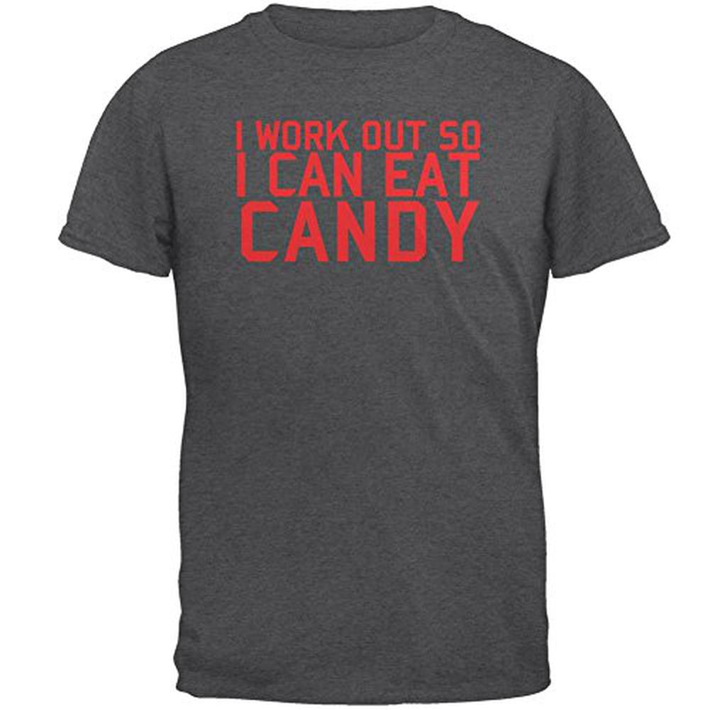 Work Out Eat Candy Mens T Shirt Men's T-Shirts Old Glory 2XL Grey 