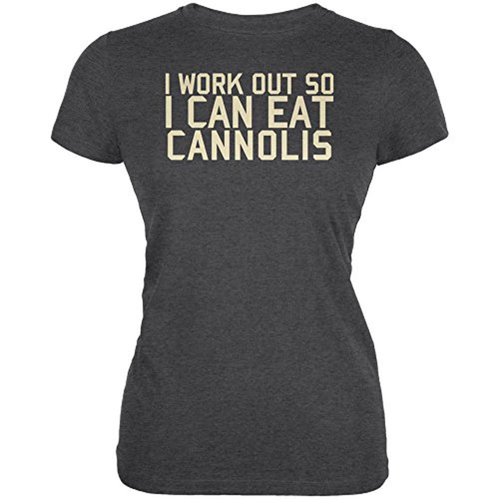 Work Out Eat Cannolis Juniors Soft T Shirt Juniors T-Shirts Old Glory 2XL Black 