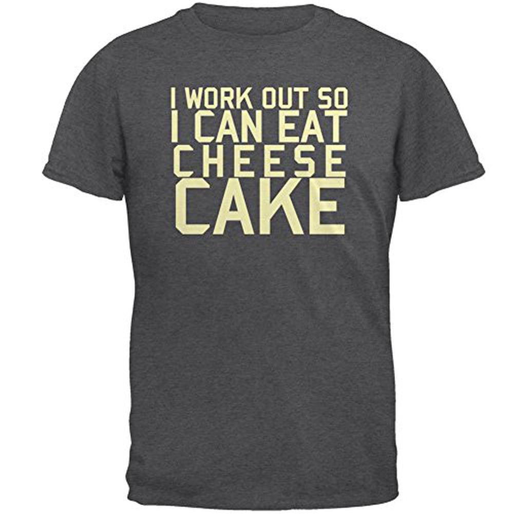 Work Out Eat Cheesecake Mens T Shirt Men's T-Shirts Old Glory 2XL Grey 