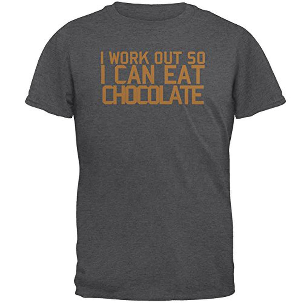 Work Out Eat Chocolate Mens T Shirt Men's T-Shirts Old Glory 2XL Grey 