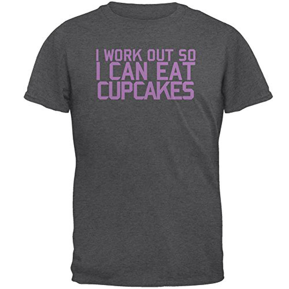 Work Out Eat Cupcakes Mens T Shirt Men's T-Shirts Old Glory 2XL Grey 