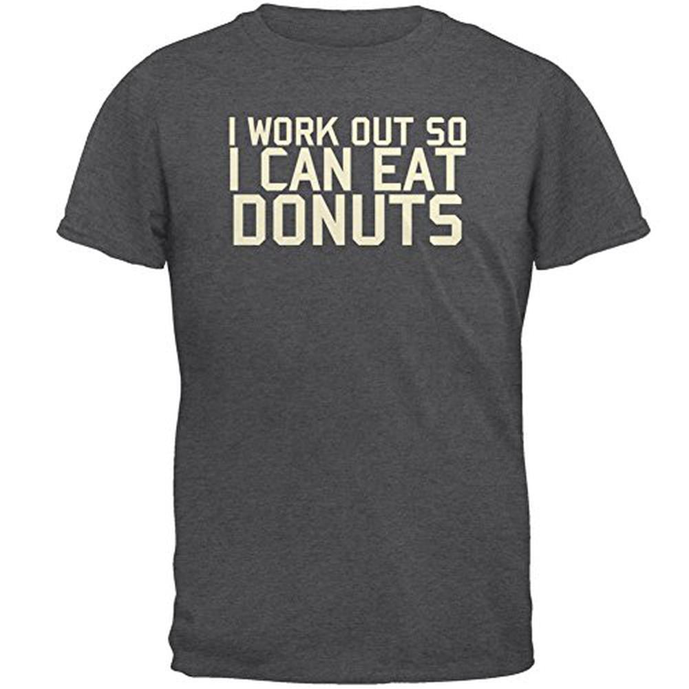 Work Out Eat Donuts Mens T Shirt Men's T-Shirts Old Glory 2XL Grey 