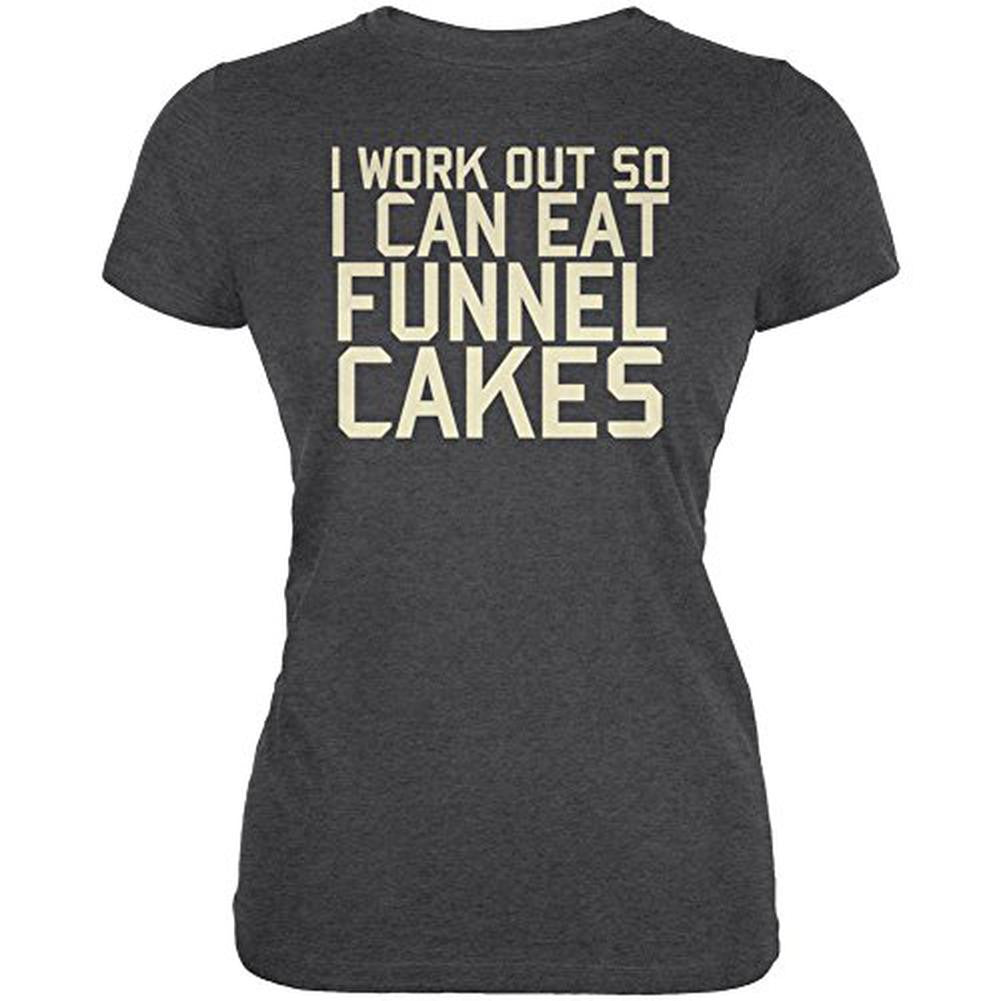 Work Out Eat Funnel Cakes Juniors Soft T Shirt Juniors T-Shirts Old Glory 2XL Black 