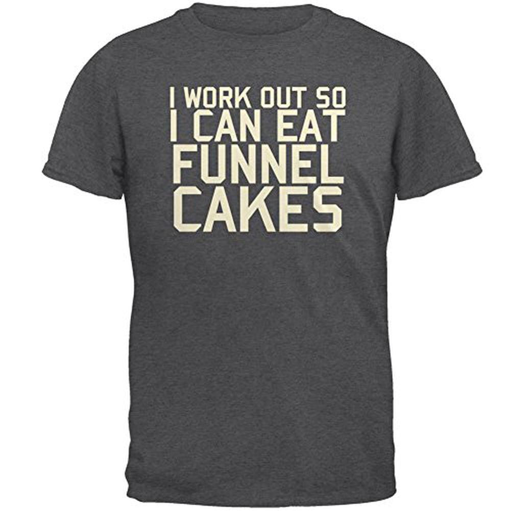 Work Out Eat Funnel Cakes Mens T Shirt Men's T-Shirts Old Glory 2XL Grey 