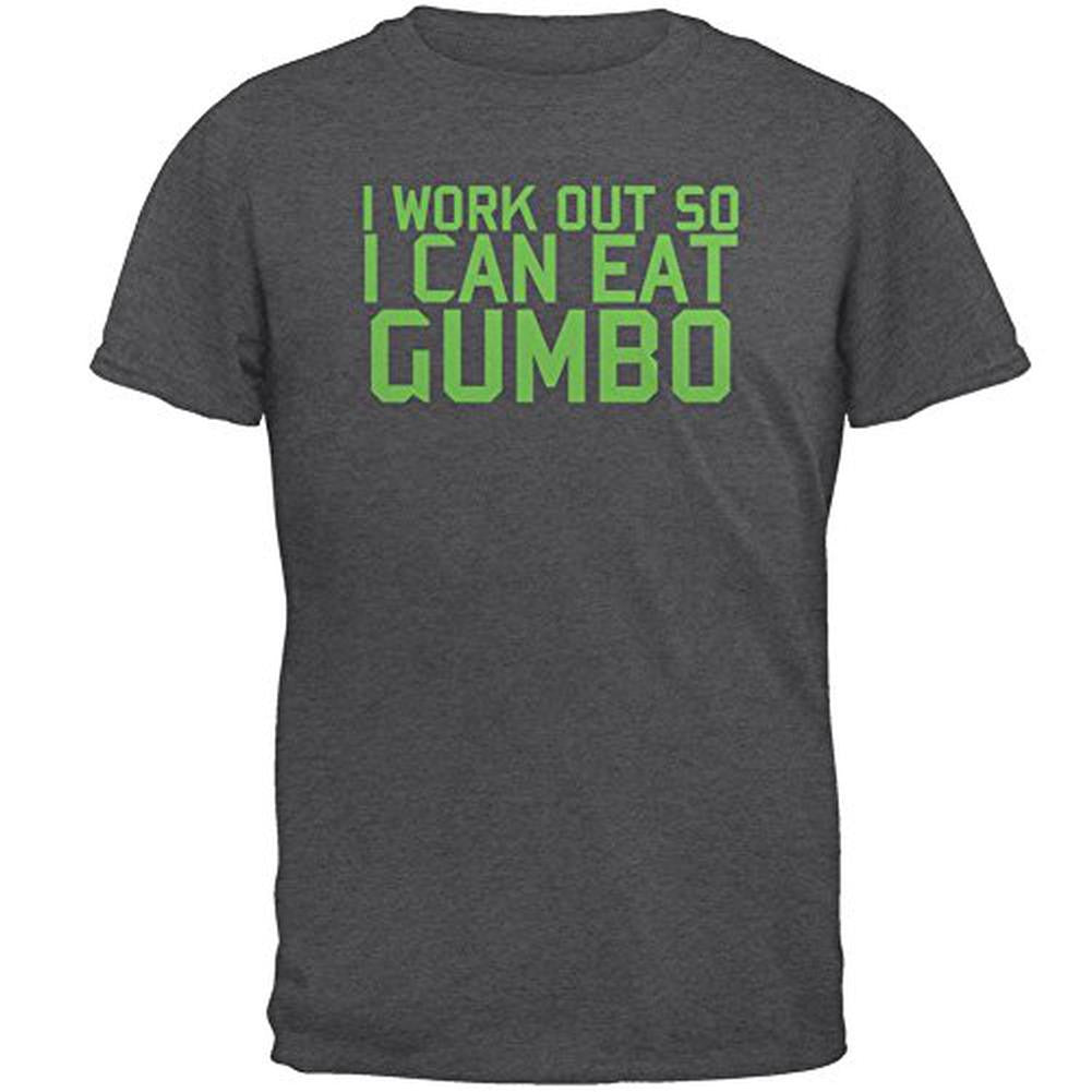 Work Out Eat Gumbo Mens T Shirt Men's T-Shirts Old Glory 2XL Grey 