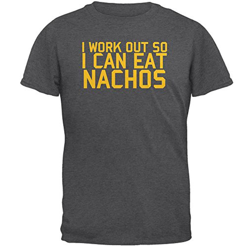 Work Out Eat Nachos Mens T Shirt Men's T-Shirts Old Glory 2XL Grey 