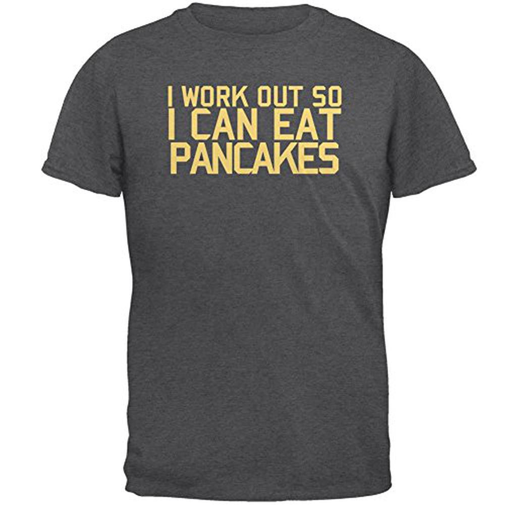 Work Out Eat Pancakes Mens T Shirt Men's T-Shirts Old Glory 2XL Grey 