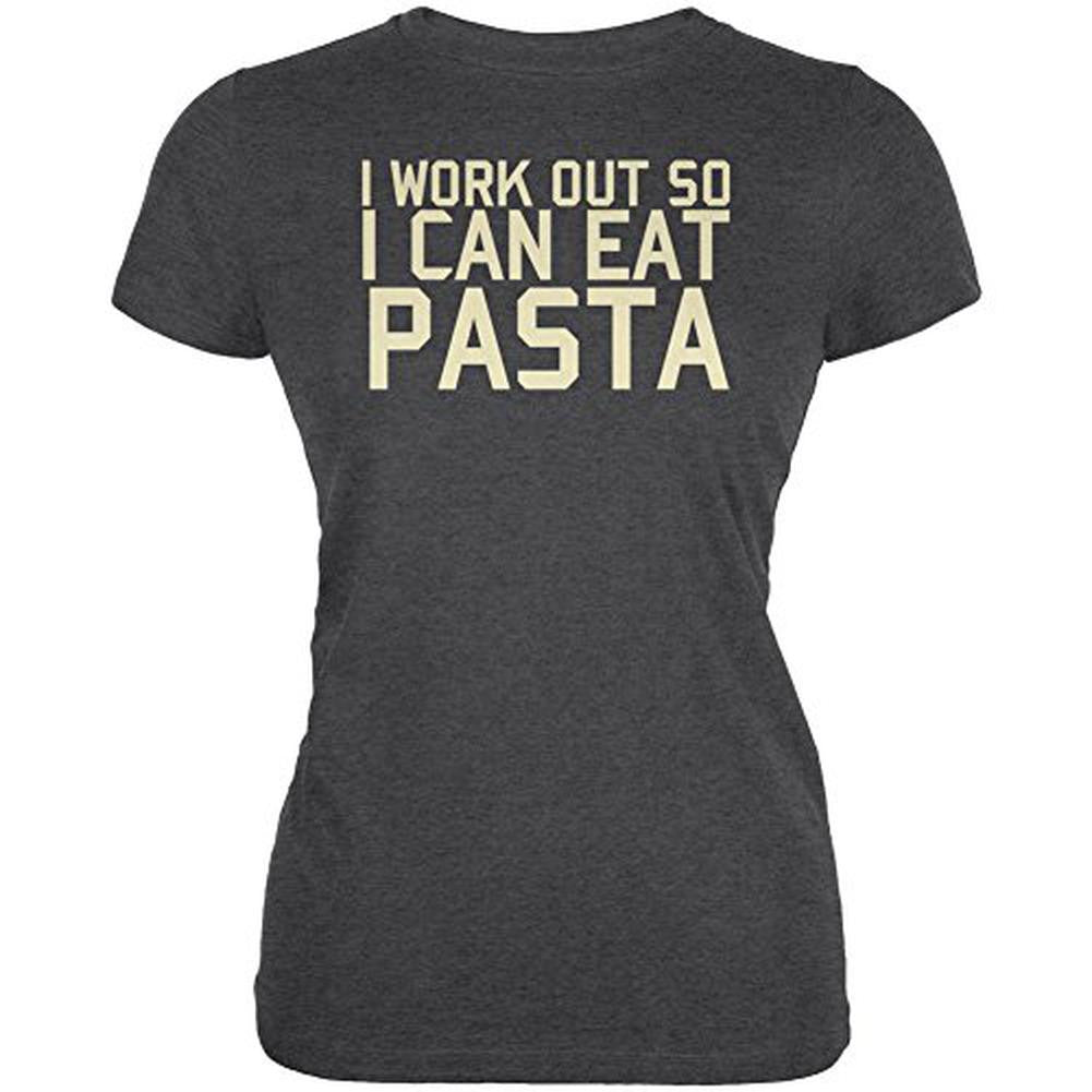 Work Out Eat Pasta Juniors Soft T Shirt Juniors T-Shirts Old Glory 2XL Black 