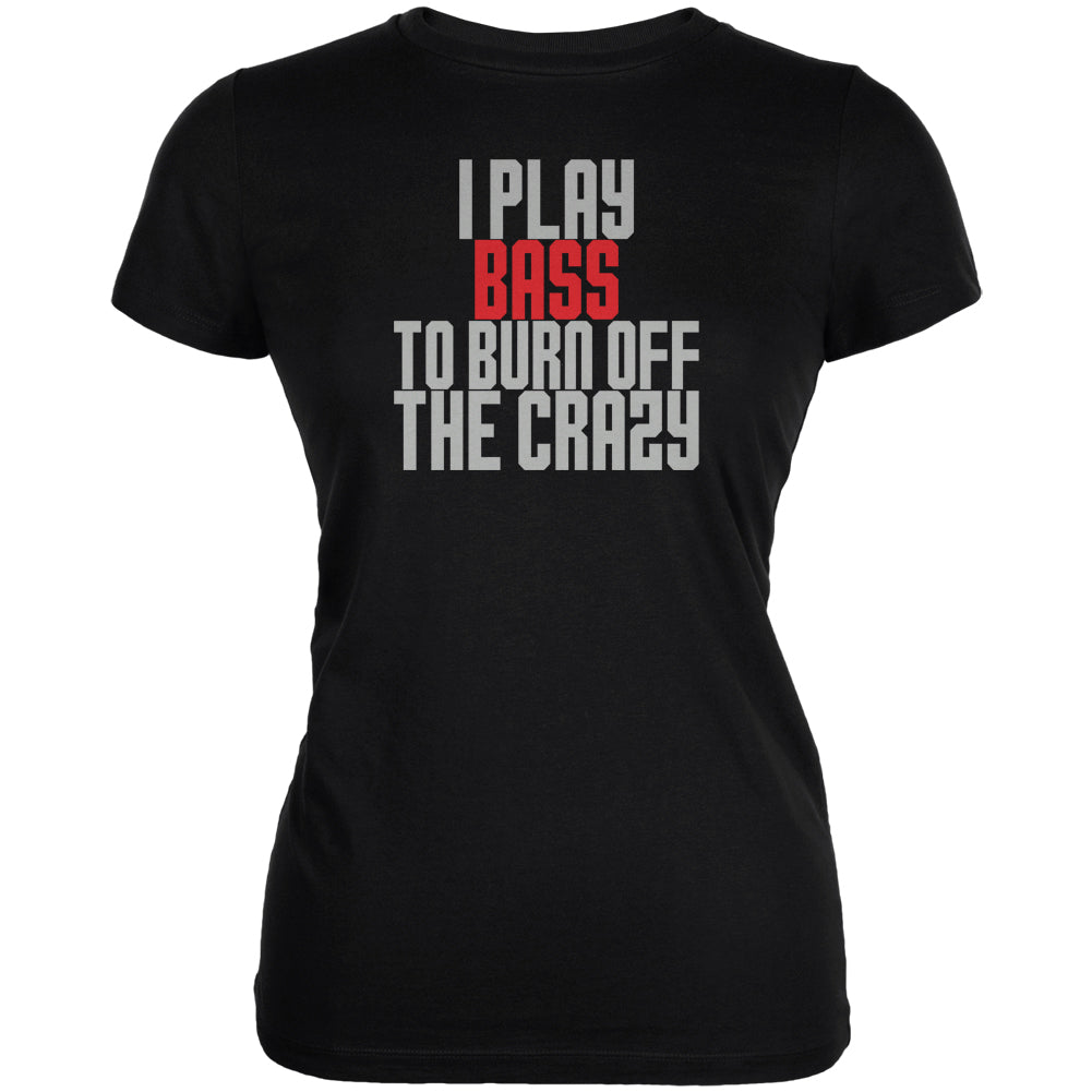 Play Bass Burn Crazy Juniors Soft T Shirt Juniors T-Shirts Old Glory 2XL Black 
