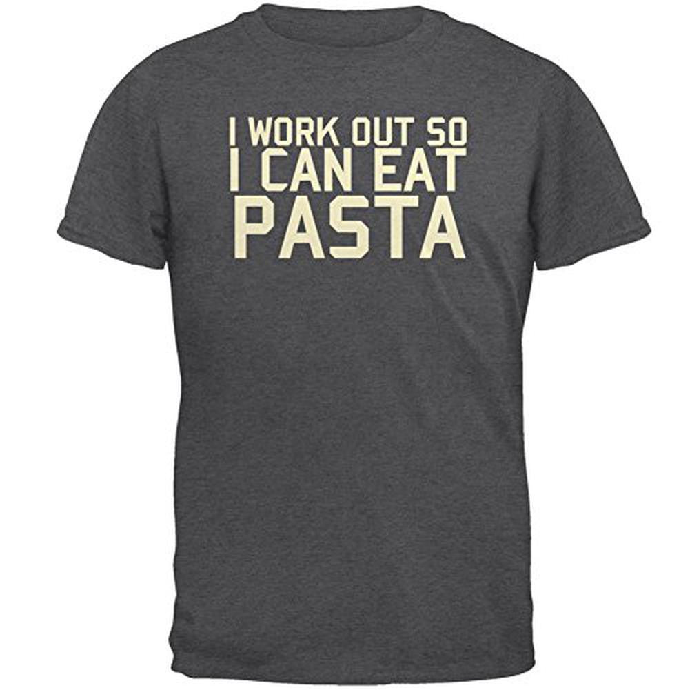 Work Out Eat Pasta Mens T Shirt Men's T-Shirts Old Glory 2XL Grey 