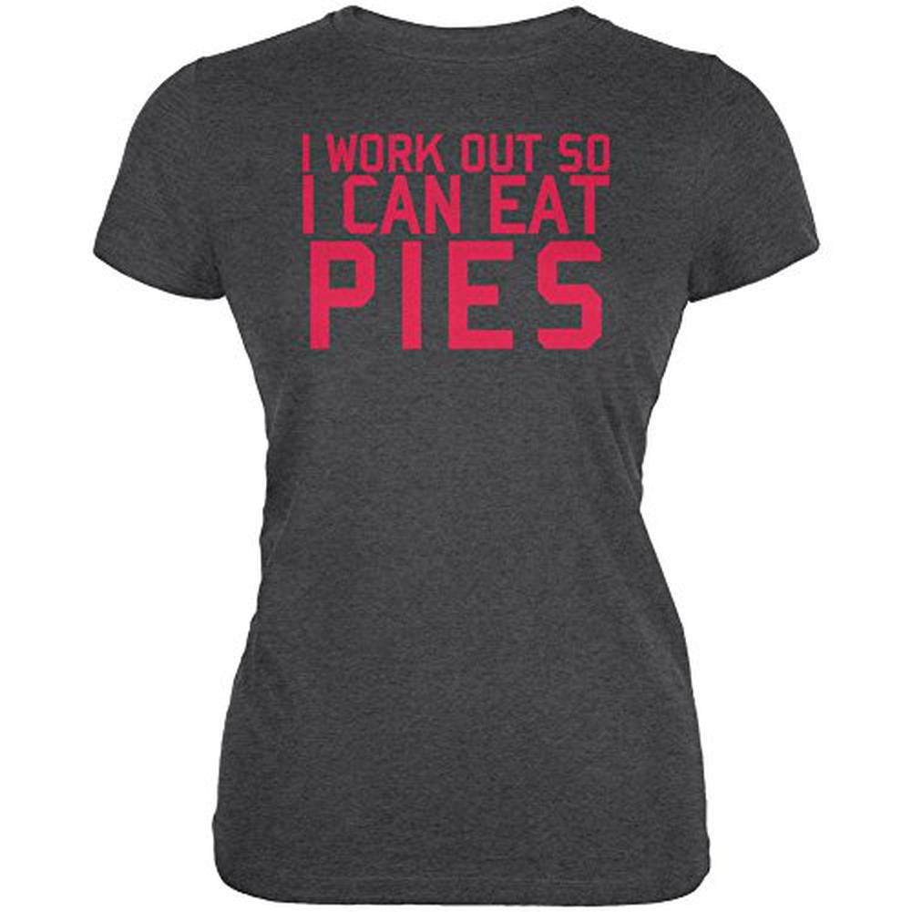 Work Out Eat Pies Juniors Soft T Shirt Juniors T-Shirts Old Glory 2XL Black 