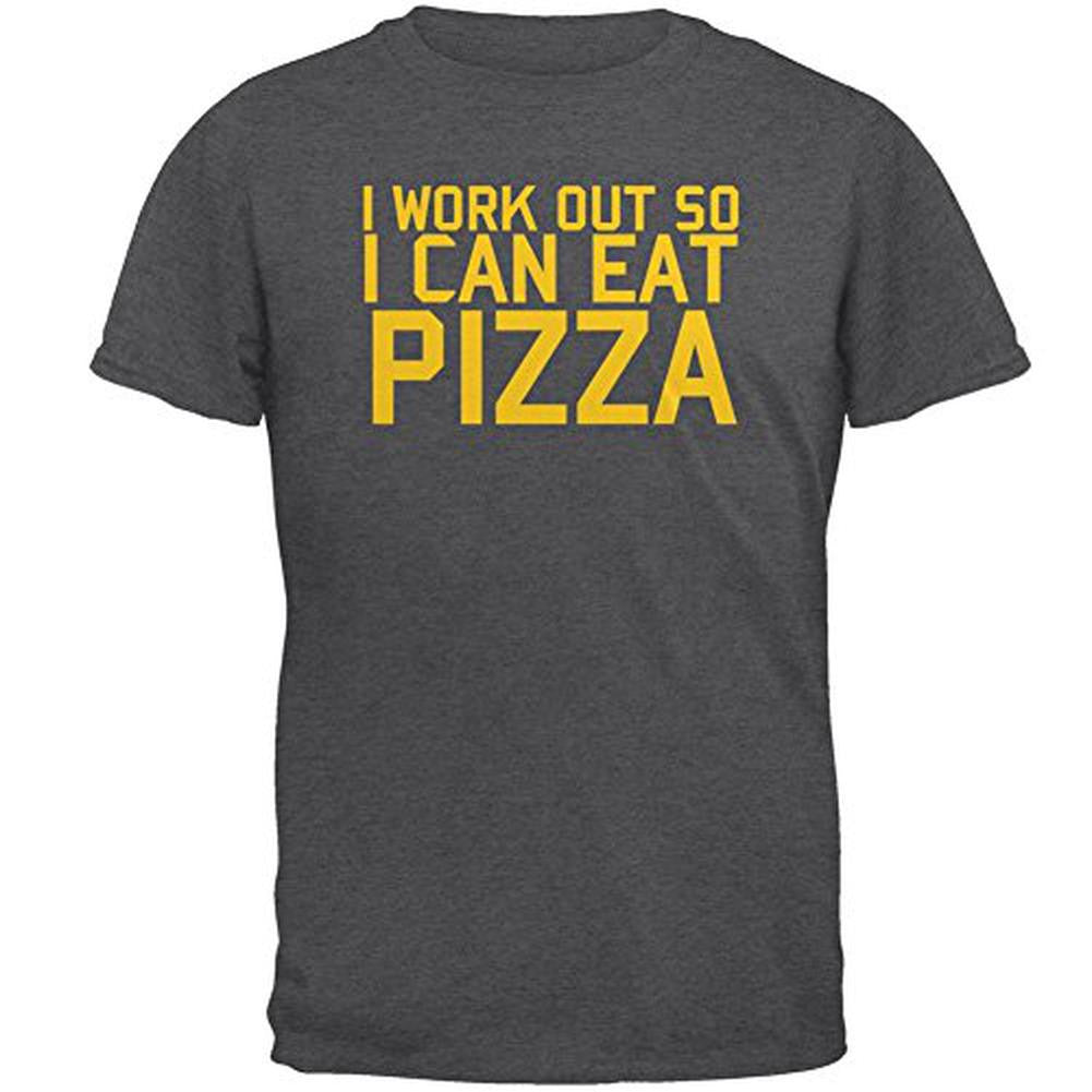 Work Out Eat Pizza Mens T Shirt Men's T-Shirts Old Glory 2XL Grey 