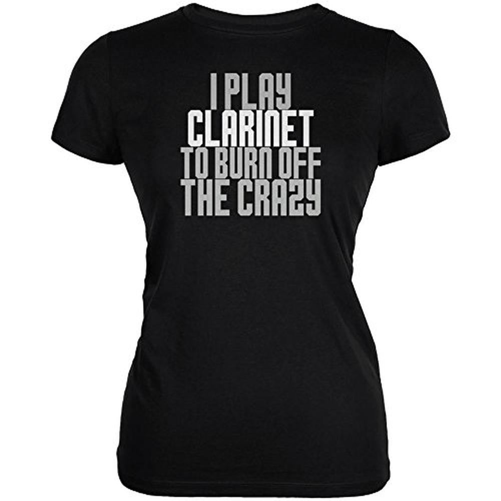 Play Clarinet Burn Crazy Juniors Soft T Shirt Juniors T-Shirts Old Glory 2XL Black 