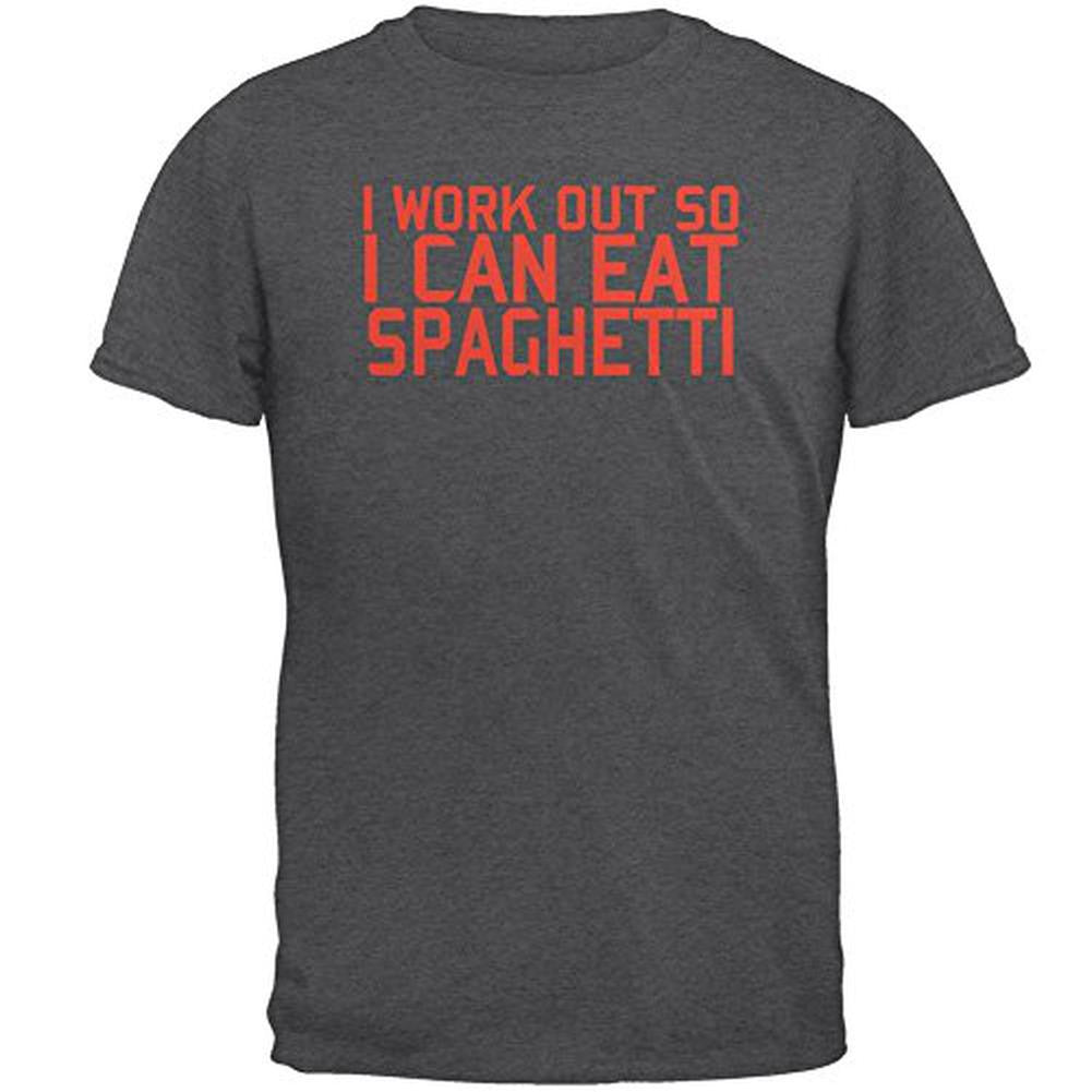 Work Out Eat Spaghetti Mens T Shirt Men's T-Shirts Old Glory 2XL Grey 