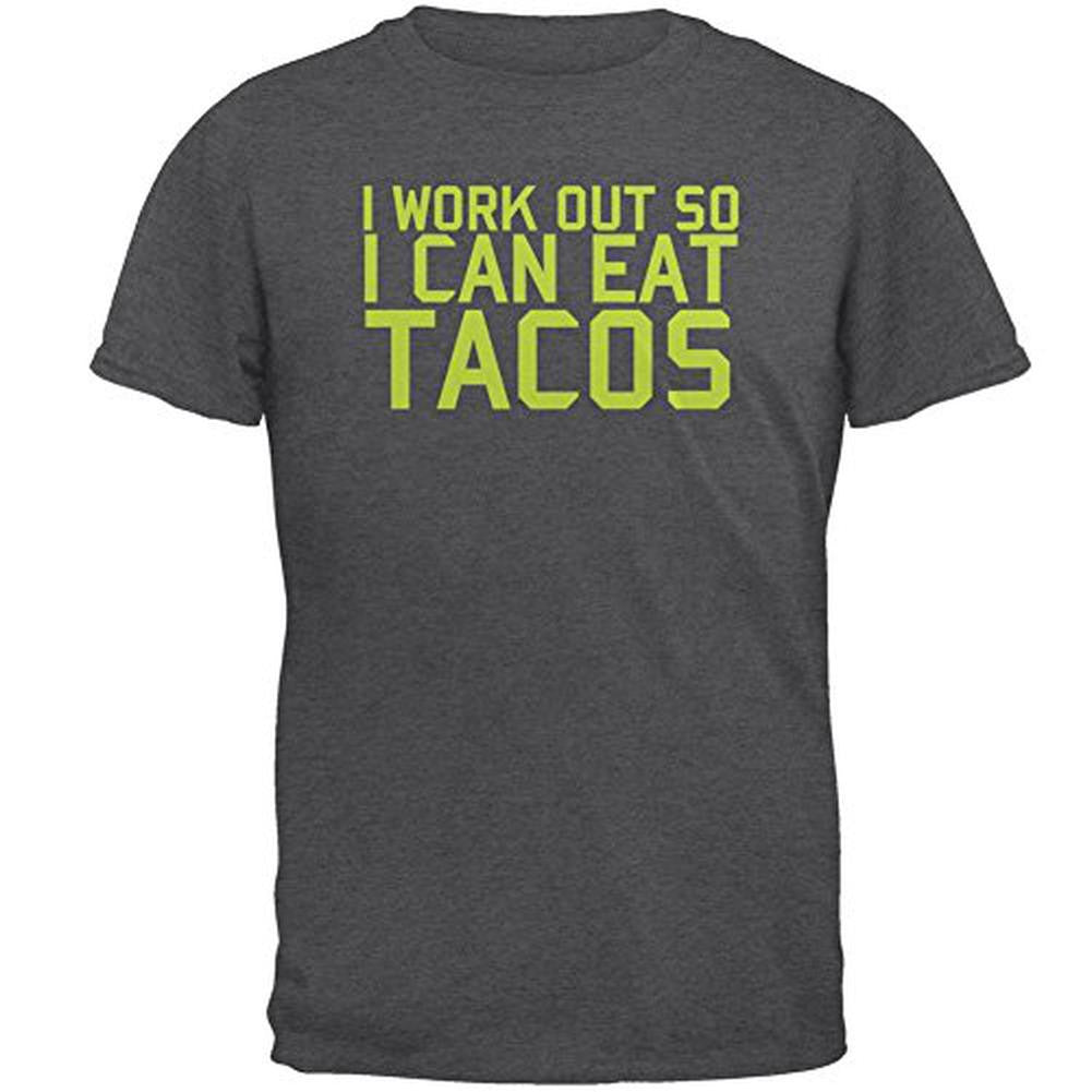 Work Out Eat Tacos Mens T Shirt Men's T-Shirts Old Glory 2XL Grey 