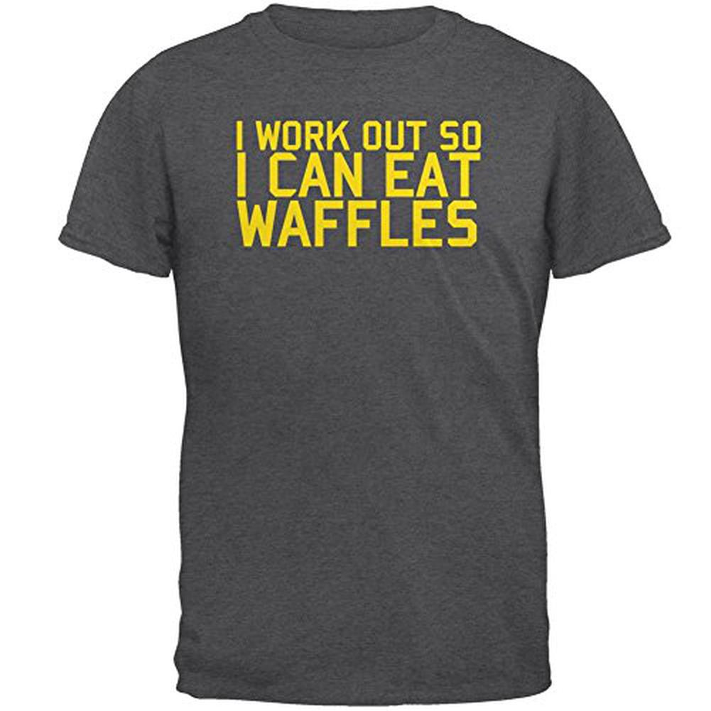 Work Out Eat Waffles Mens T Shirt Men's T-Shirts Old Glory 2XL Grey 