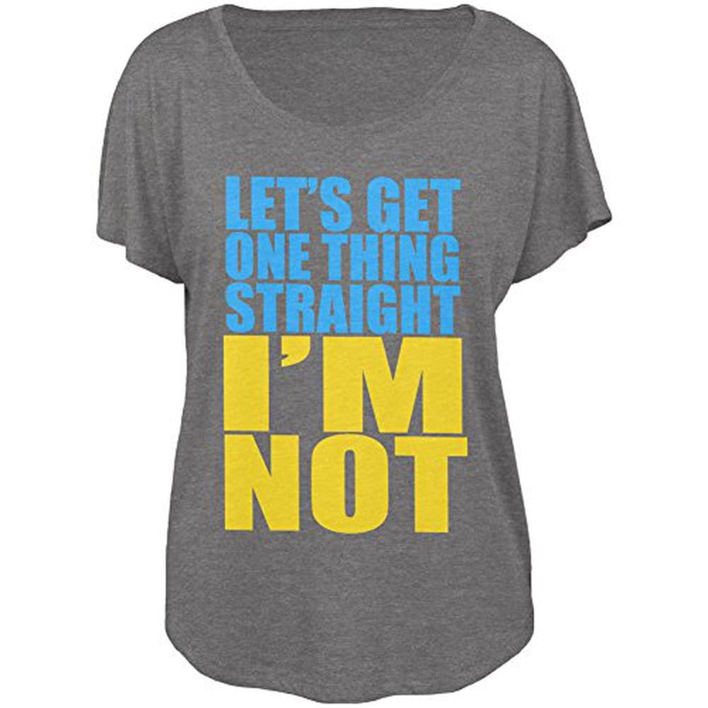 I'm Not Straight LGBT Juniors Dolman T Shirt Juniors T-Shirts Old Glory 2XL Grey 