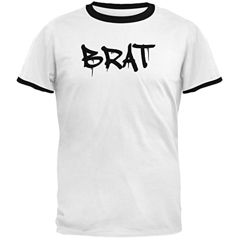 Brat Graffiti Mens Ringer T Shirt Men's T-Shirts Old Glory 2XL White 
