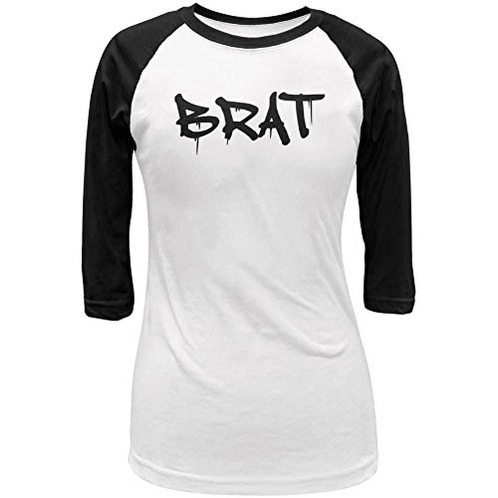 Brat Graffiti Juniors 3/4 Sleeve Raglan T Shirt Juniors Raglans Old Glory LG White 