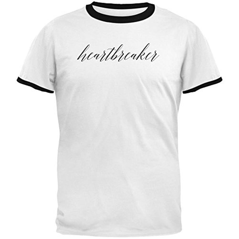 Heartbreaker Black Script Mens Ringer T Shirt Men's T-Shirts Old Glory 2XL White 