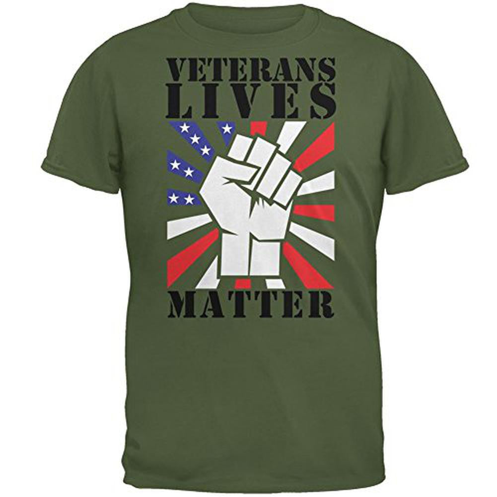 Veterans Lives Matter Raised Fist Mens T Shirt Men's T-Shirts Old Glory 2XL Green 