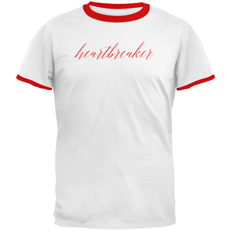 Heartbreaker Red Script Mens Ringer T Shirt Men's T-Shirts Old Glory 2XL White-Red 