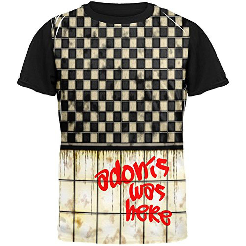 Adonis Was Here Graffiti All Over Mens Black Back T Shirt Men's T-Shirts Old Glory SM Multi 