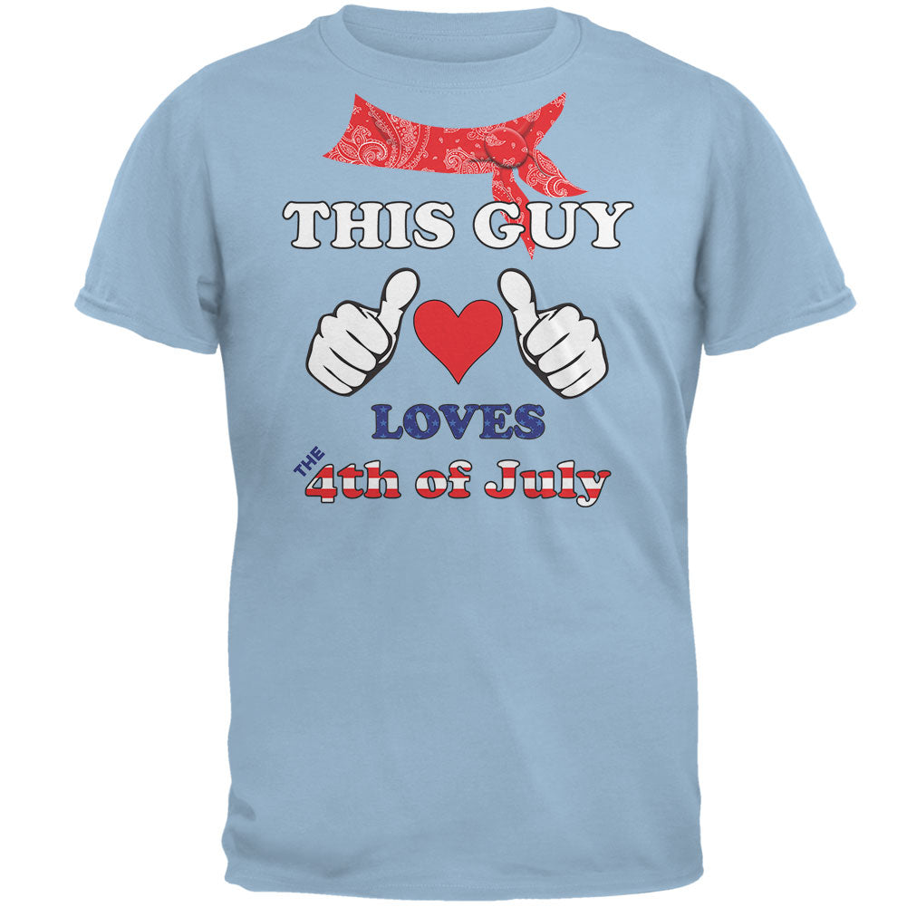 This Guy Loves the 4th of July Mens T Shirt Men's T-Shirts Old Glory 2XL Light Blue 