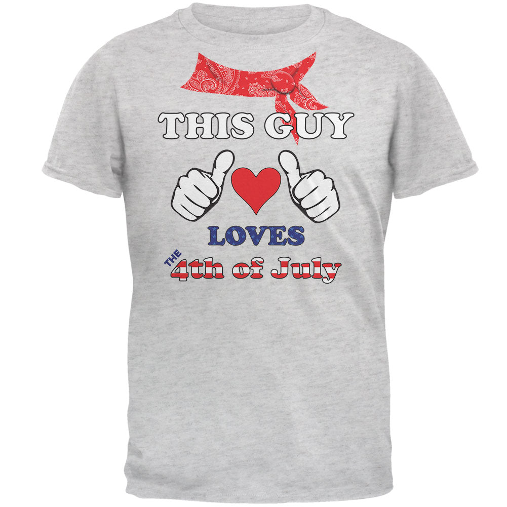 This Guy Loves the 4th of July Mens T Shirt Men's T-Shirts Old Glory 2XL Light Heather Grey 