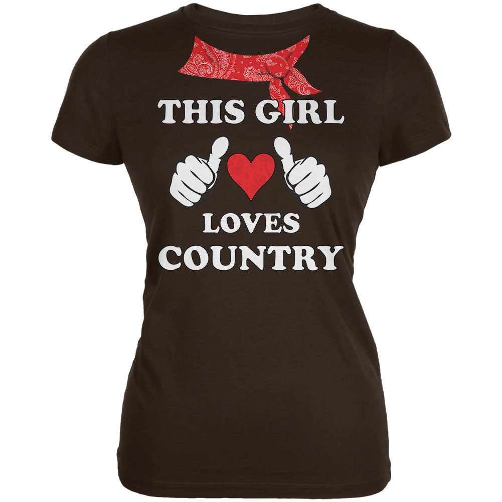 This Girl Loves Country Juniors Soft T Shirt Junior's T-Shirts global 2XL Brown 