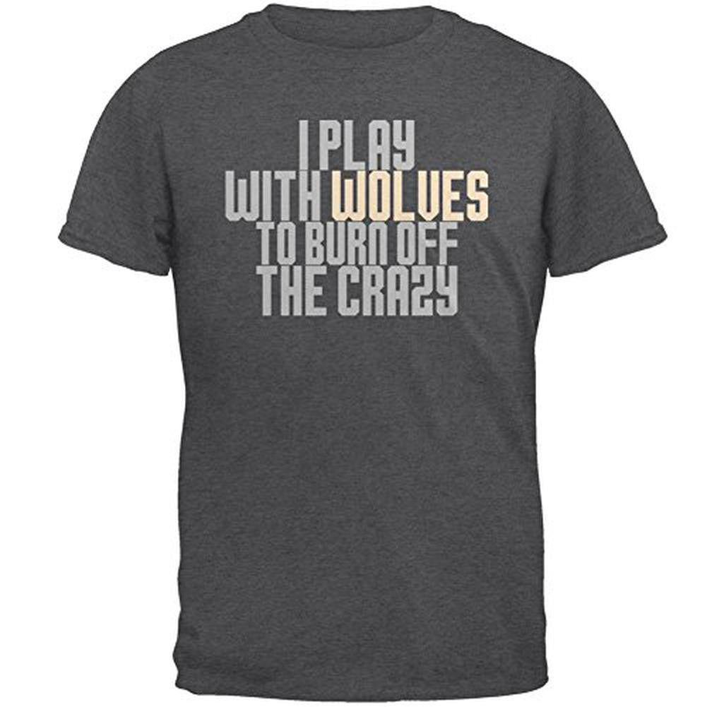 Play With Wolves Burn Crazy Mens T Shirt Men's T-Shirts Old Glory 2XL Grey 