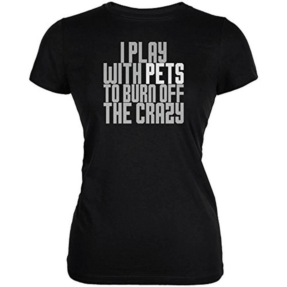Play With Pets Burn Crazy Juniors Soft T Shirt Juniors T-Shirts Old Glory 2XL Black 