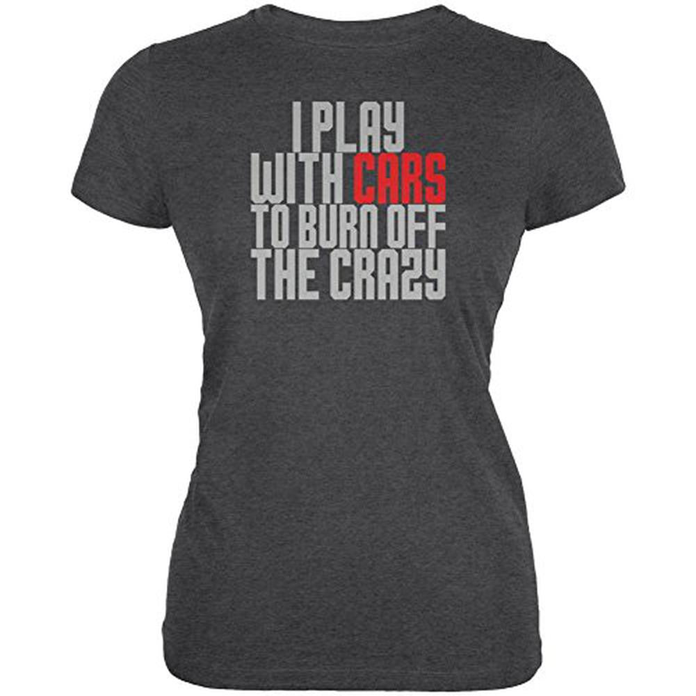 Play With Cars Burn Crazy Juniors Soft T Shirt Juniors T-Shirts Old Glory 2XL Black 