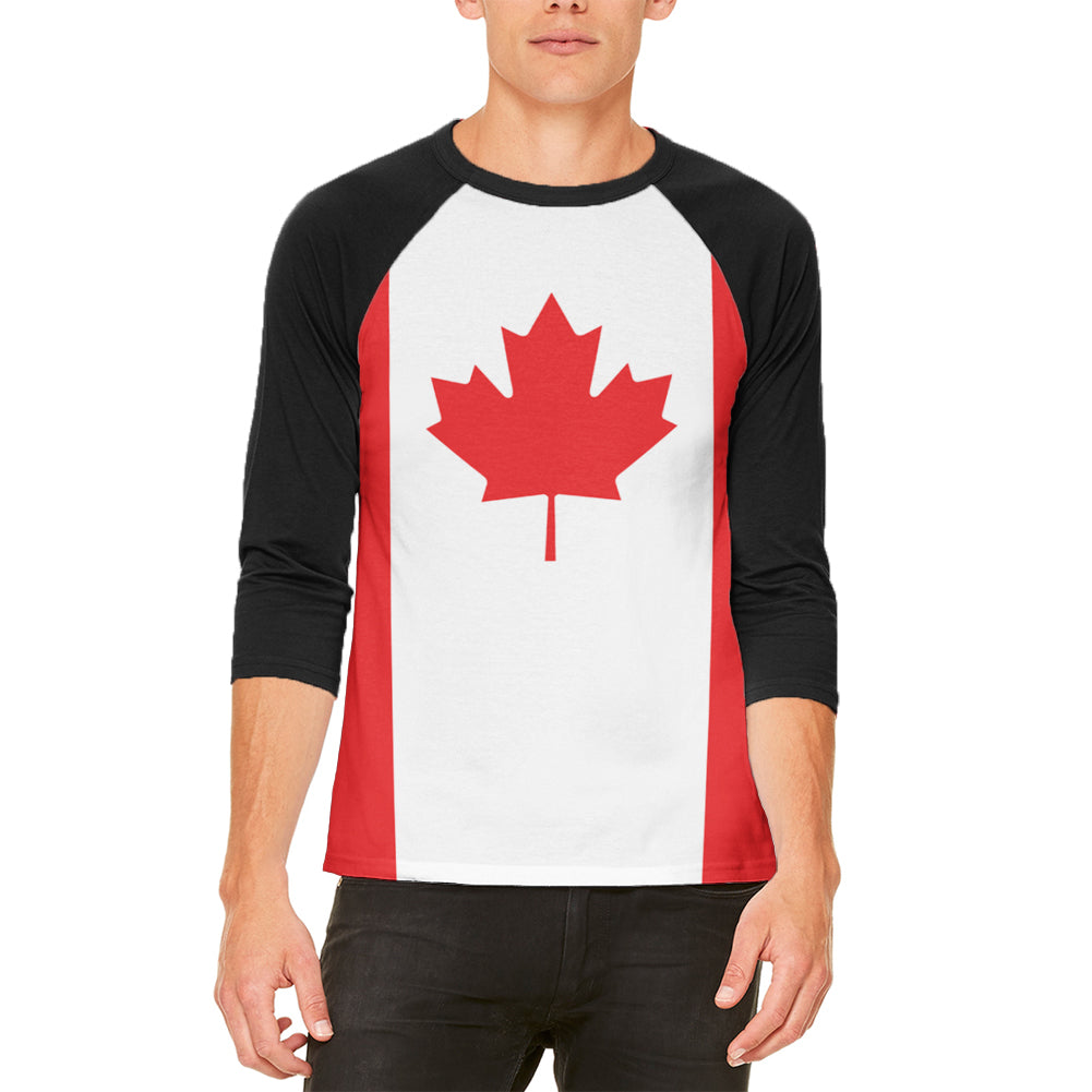 Canadian Canada Flag Mens Raglan T Shirt Men's Raglans Old Glory LG Multicolored 