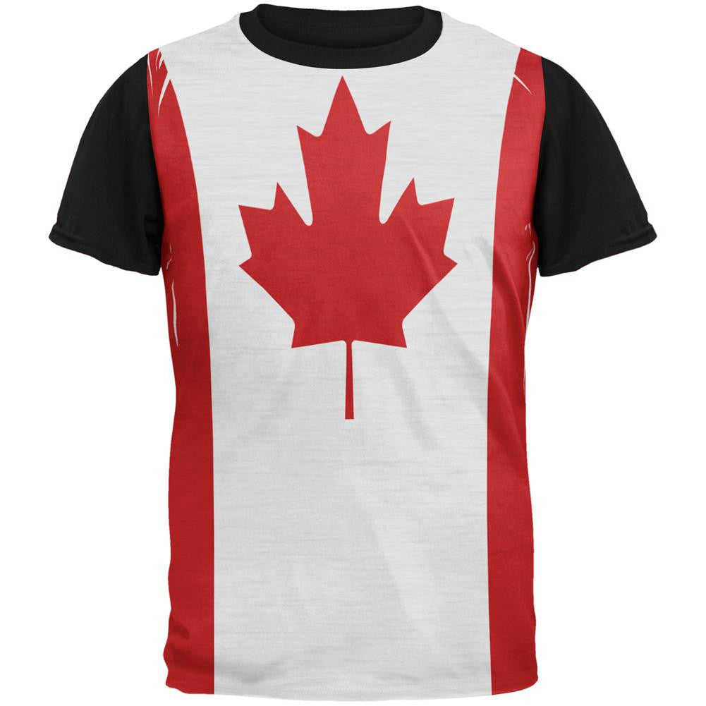 Canadian Canada Flag All Over Mens Black Back T Shirt Men's T-Shirts Old Glory SM Multi 