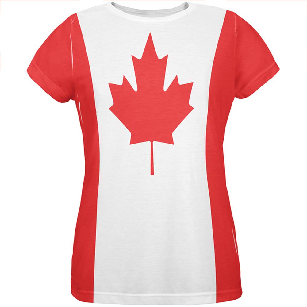 Canadian Canada Flag All Over Womens T Shirt Women's T-Shirts Old Glory 2XL Multi 