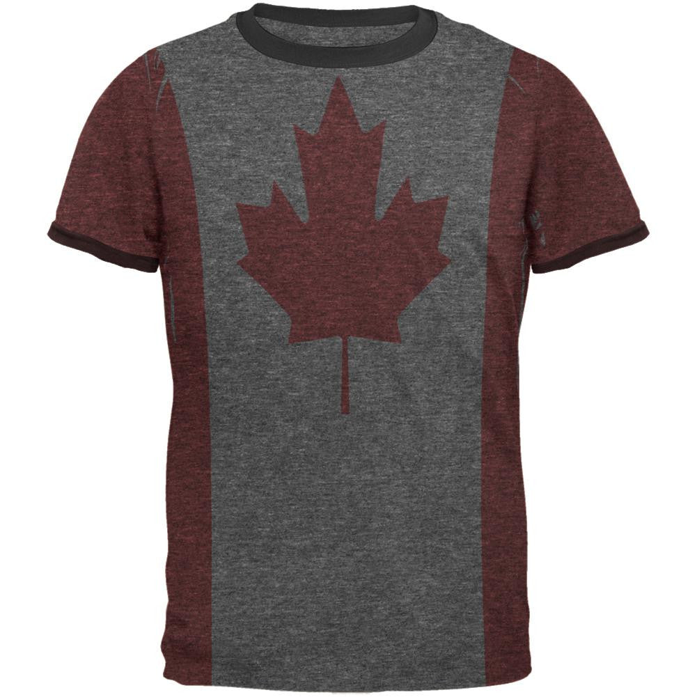Canadian Canada Flag Mens Ringer T Shirt Men's T-Shirts Old Glory 2XL Black 