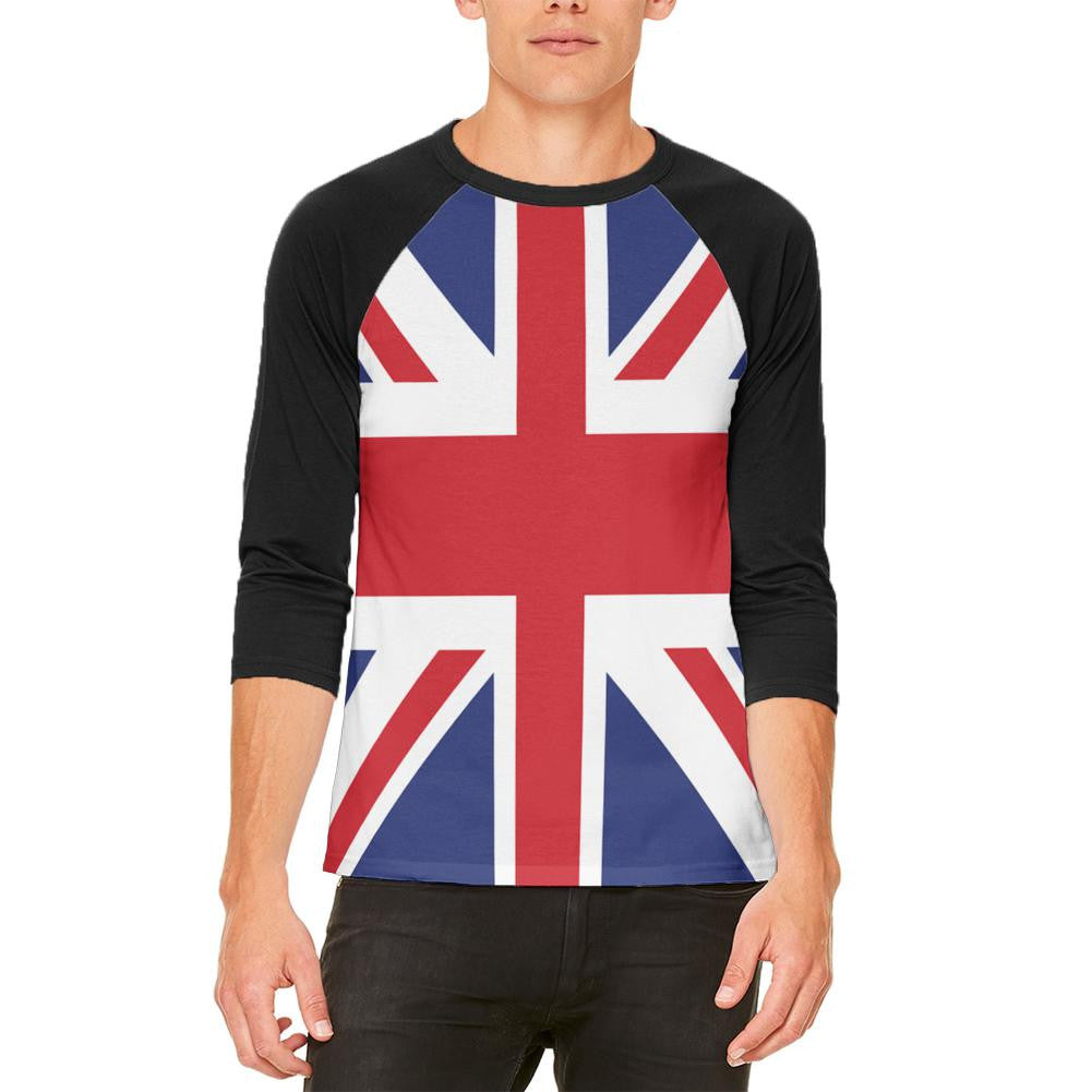 British Flag Union Jack Mens Raglan T Shirt Men's Raglans Old Glory 2XL White 