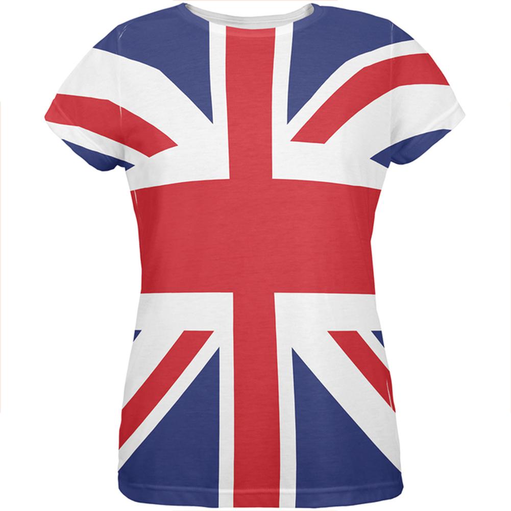 British Flag Union Jack All Over Womens T Shirt Women's T-Shirts Old Glory 2XL Multi 