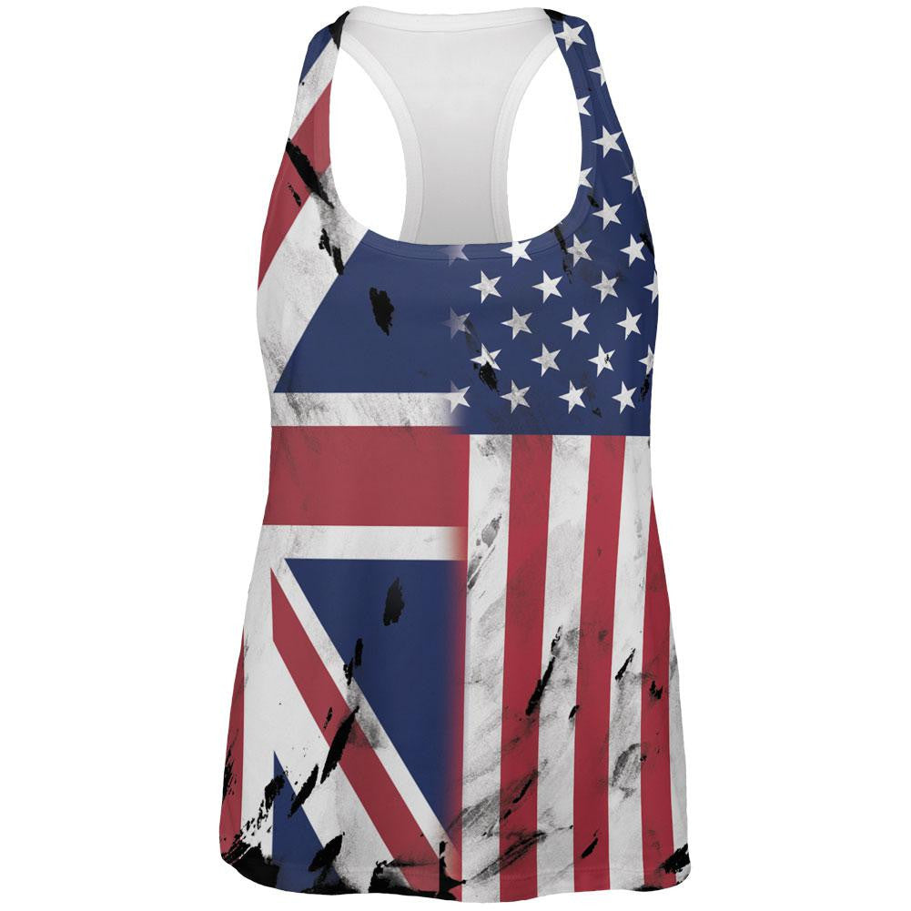 British UK American USA Flag All Over Womens Work Out Tank Top Women's Tank Tops Old Glory 2XL Multi 