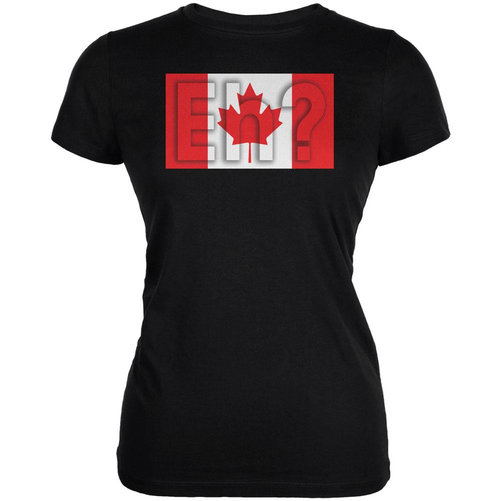 Canada Flag Canadian Eh Juniors Soft T Shirt Juniors T-Shirts Old Glory 2XL Black 