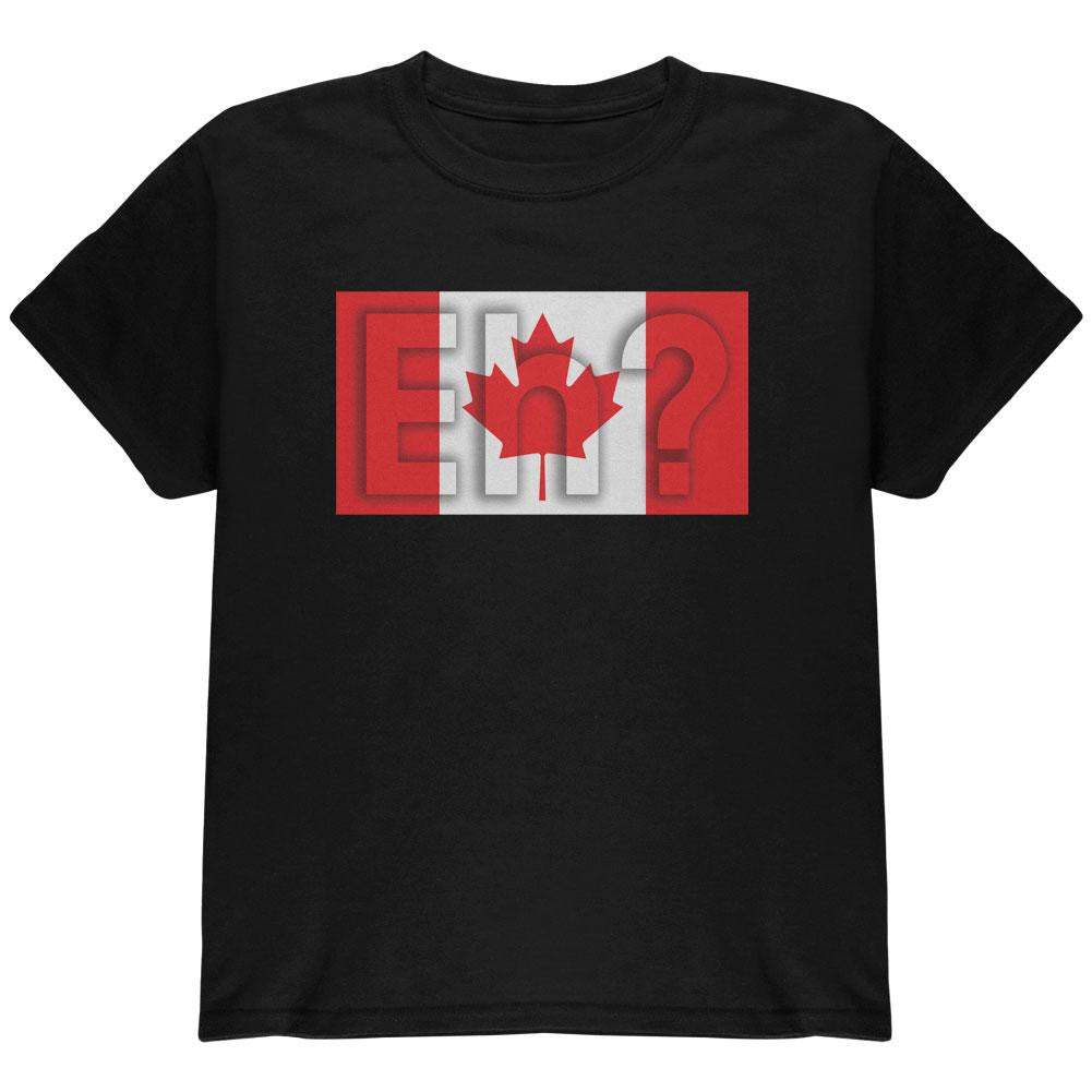 Canada Flag Canadian Eh Youth T Shirt Youth T-Shirts Old Glory LG Black 