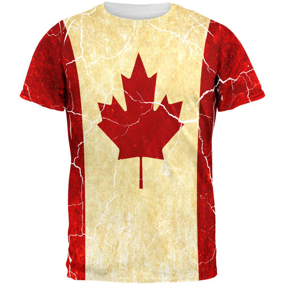 Canadian Flag Grunge Distressed All Over Mens T Shirt Men's T-Shirts Old Glory 2XL Multi 