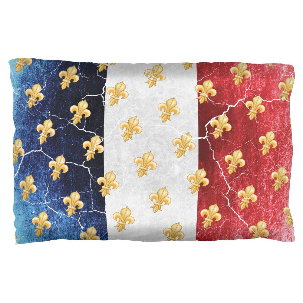 French Flag Grunge Distressed Fleur De Lis Pillow Case Pillowcases Old Glory OS Multi 