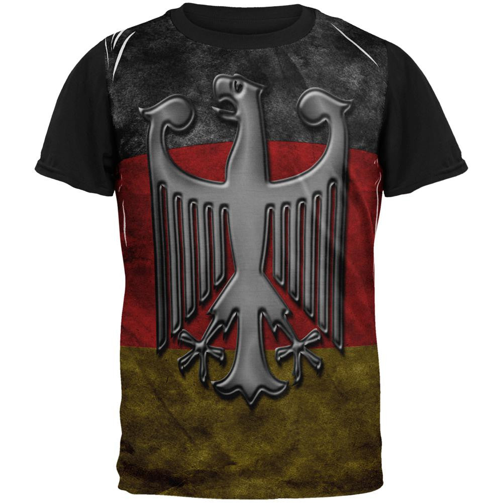 German Flag Eagle Crest All Over Mens Black Back T Shirt Men's T-Shirts Old Glory SM Multi 