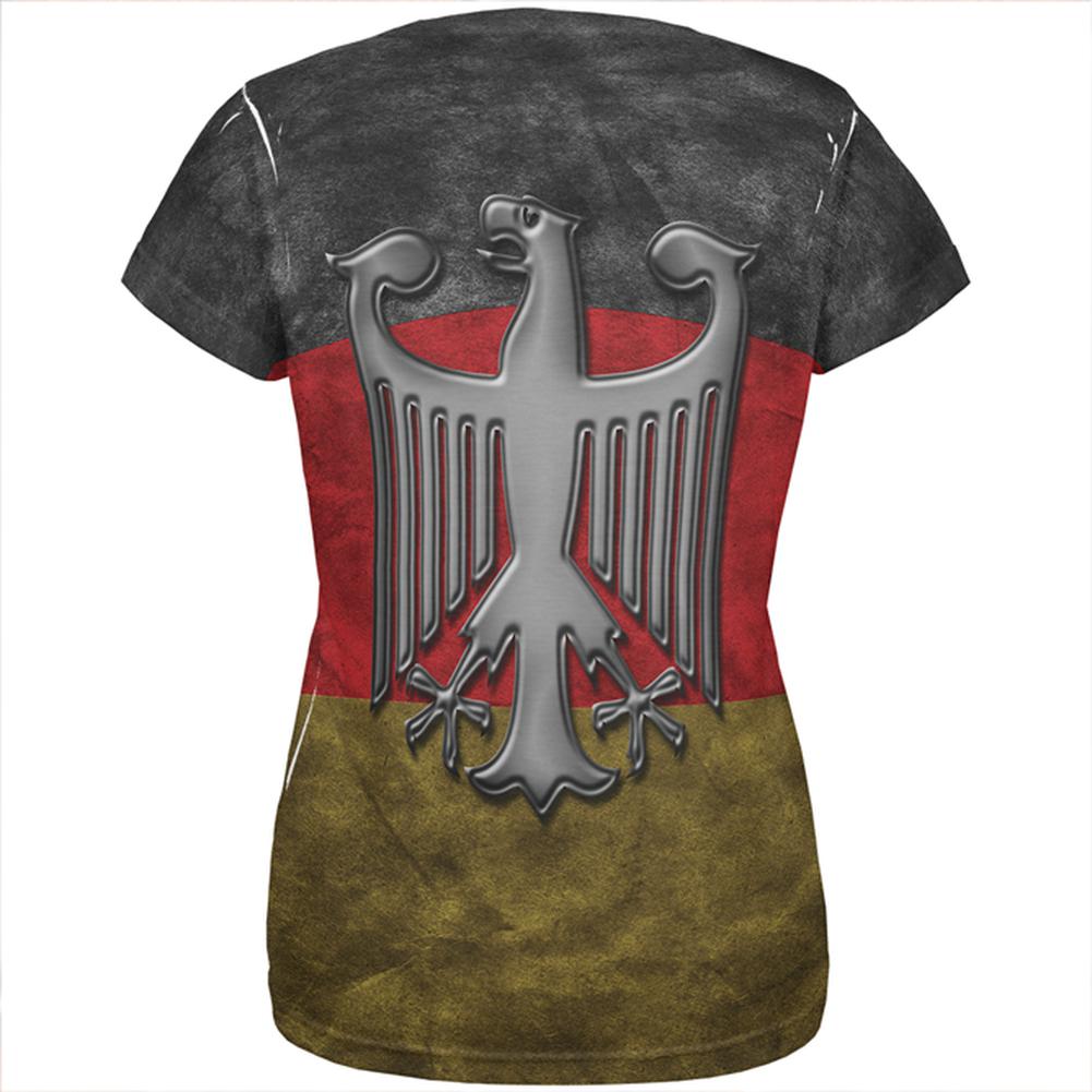 German Flag Eagle Crest All Over Womens T Shirt Women's T-Shirts Old Glory   