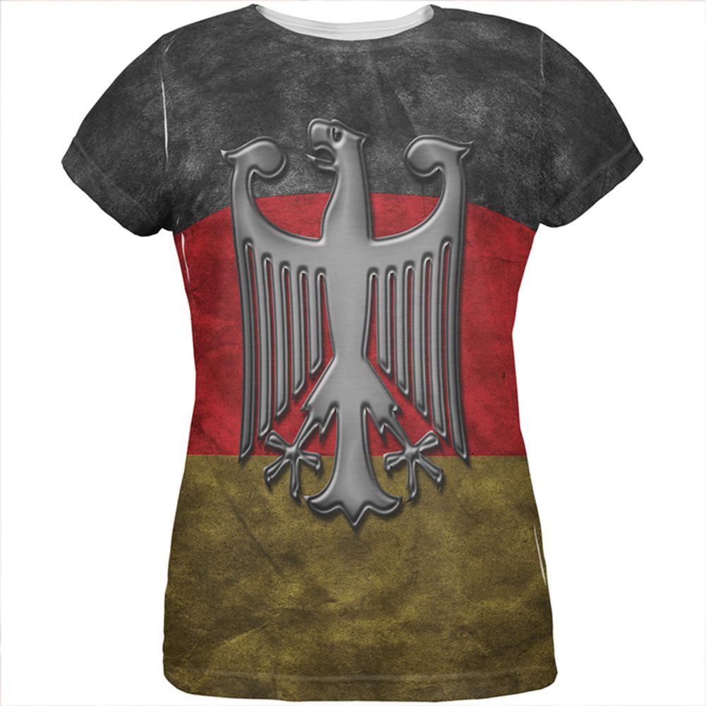 German Flag Eagle Crest All Over Womens T Shirt Women's T-Shirts Old Glory 2XL Multi 