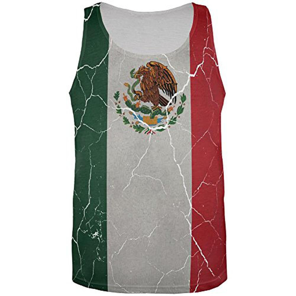 Cinco De Mayo Distressed Mexican Flag All Over Mens Tank Top Men's Tank Tops Old Glory   