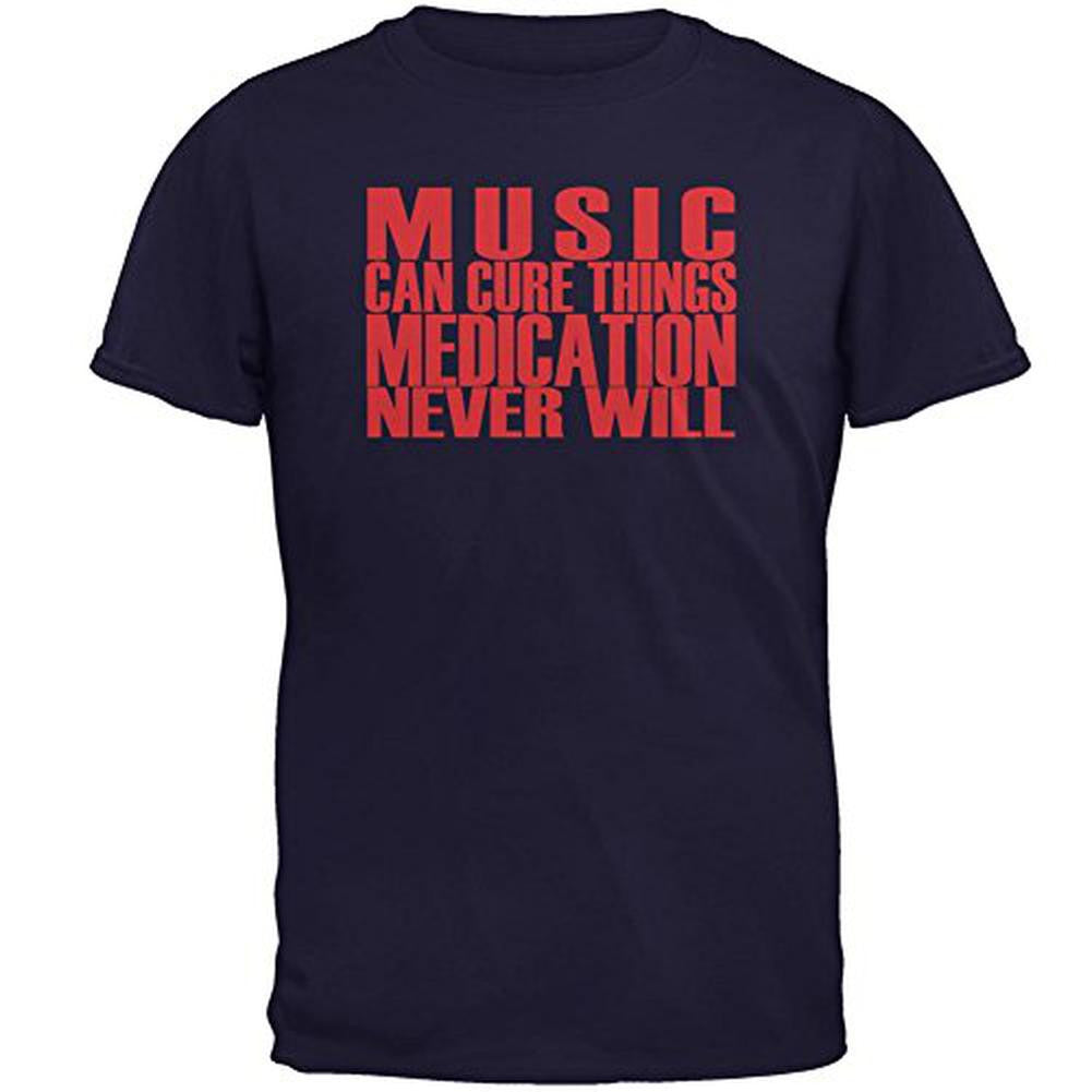 Music Cure Medication Mens T Shirt Men's T-Shirts Old Glory 2XL Navy 